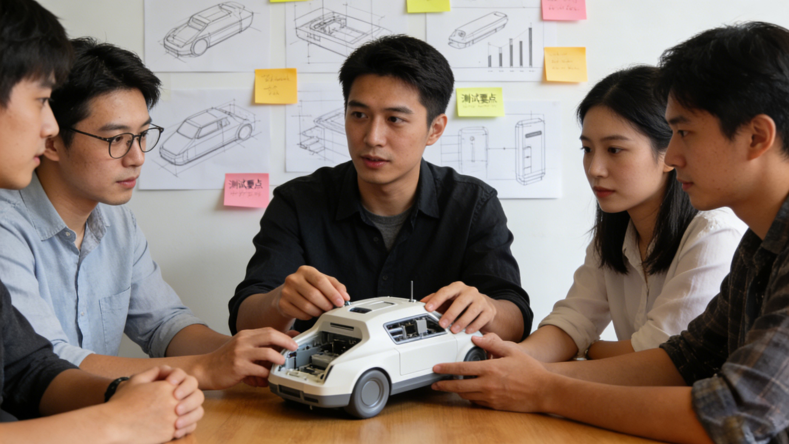 设计团队围绕手板进行评审与测试