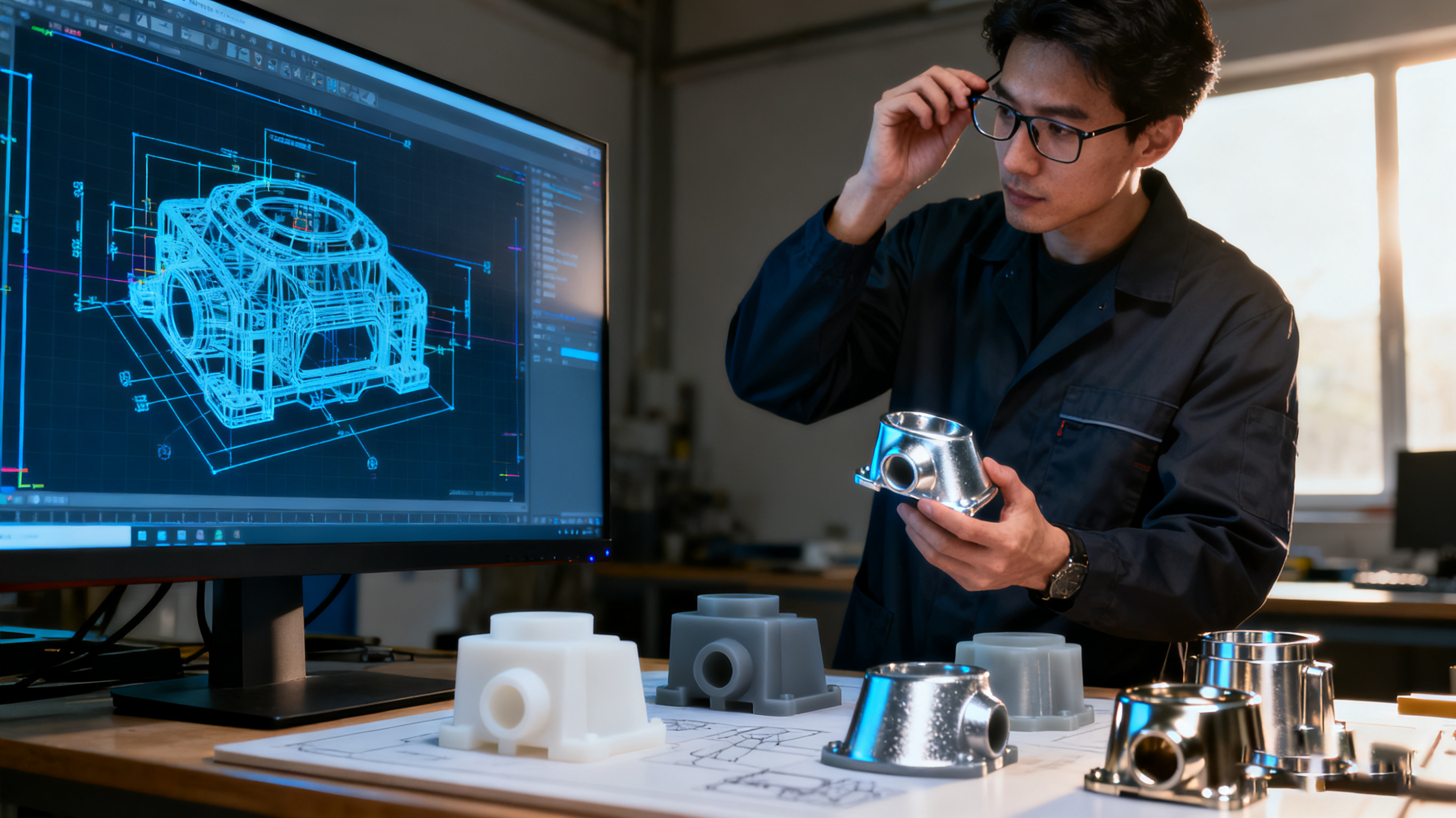 三维设计图与对应手板实物对比