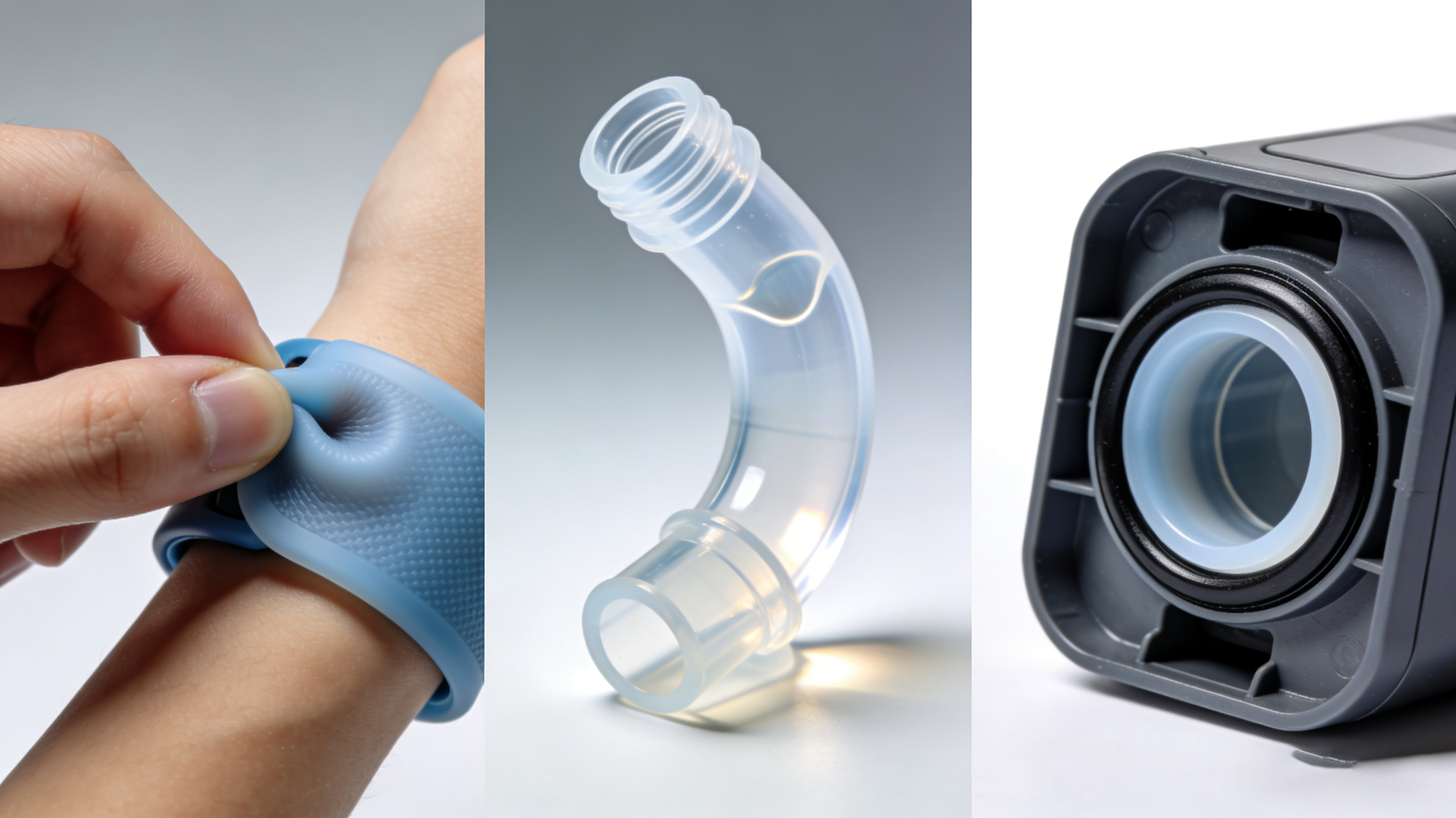 硅胶手板在柔性、透明、密封等方面的特性展示图