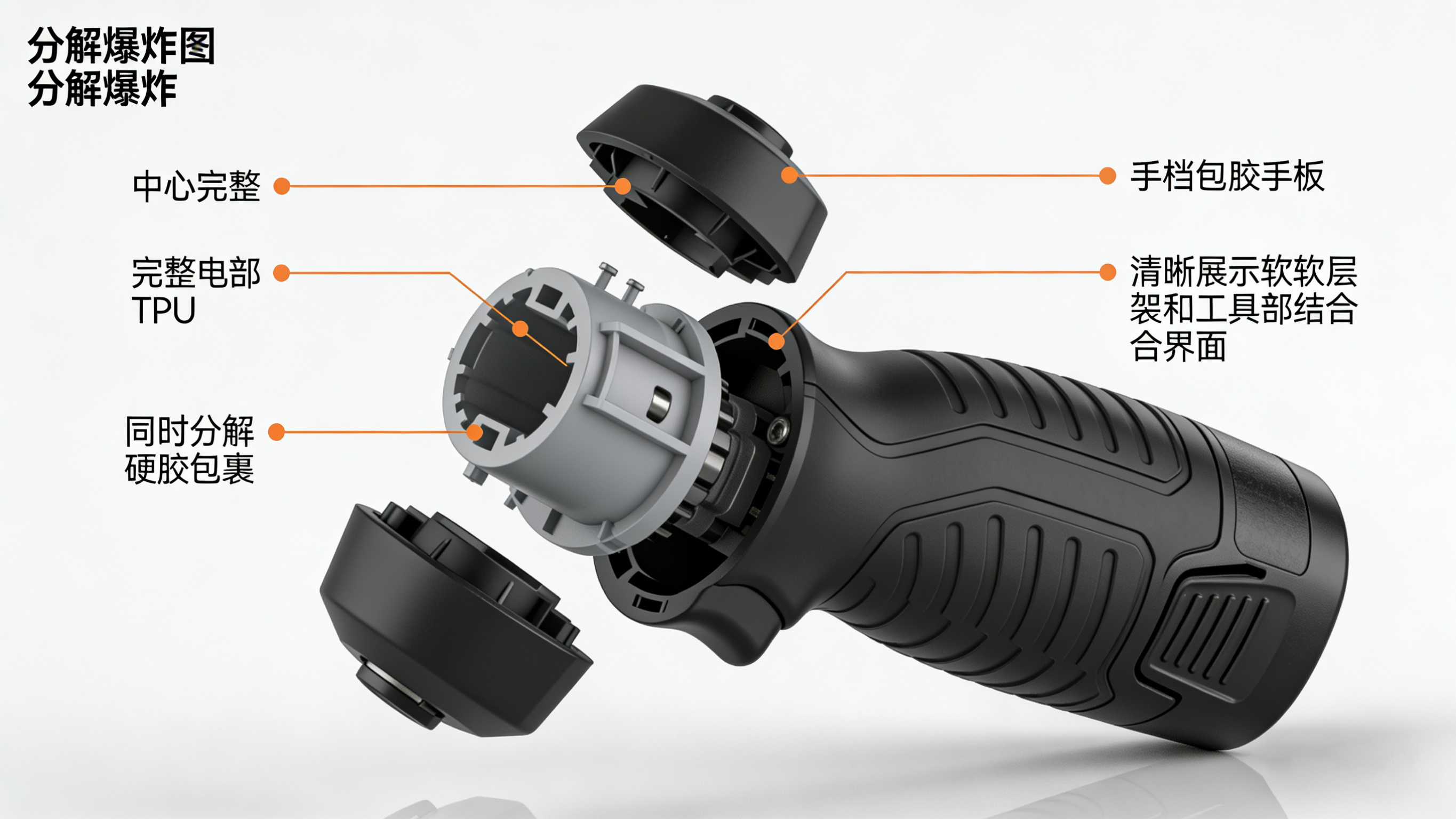 包胶手板结构分解爆炸图展示硬核与软壳
