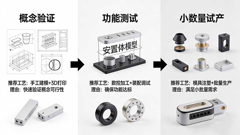 產品開發三階段選型決策框架：概念驗證→功能測試→小批量試產