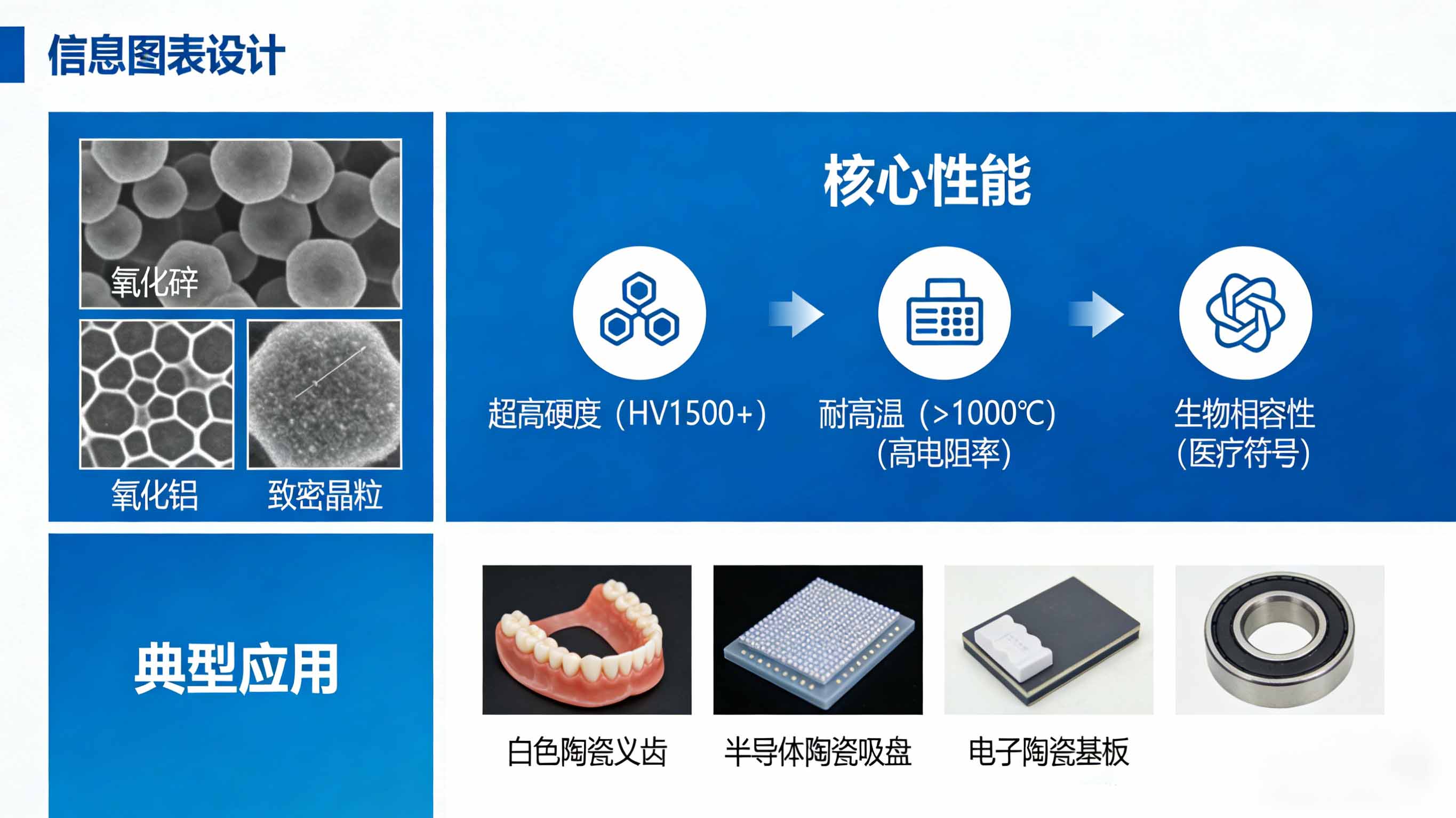 陶瓷材料超高硬度、耐高温、电绝缘性能及其在医疗、半导体、电子领域的应用示意图