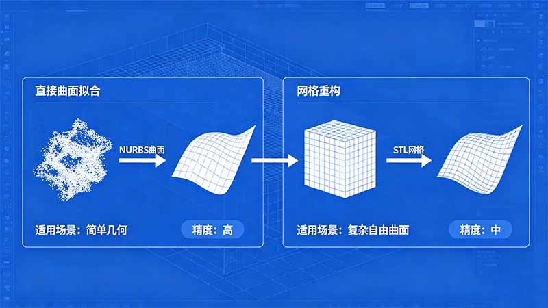 直接曲面拟合与网格重构两种逆向建模策略对比