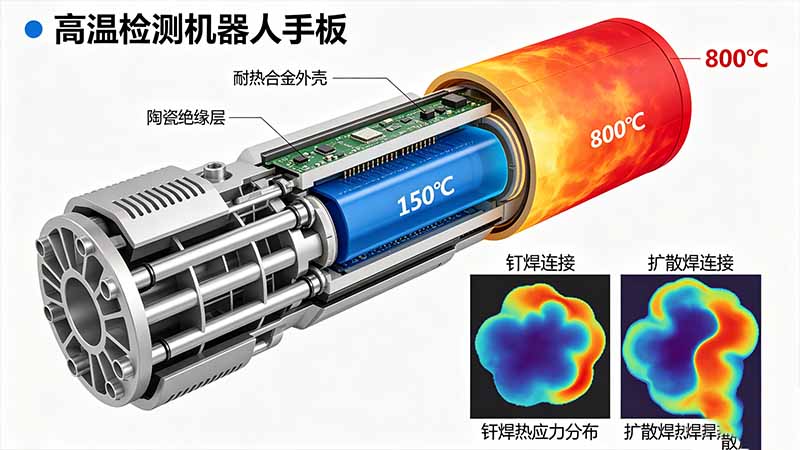 高溫檢測機器人手板：耐熱合金、陶瓷絕緣層、冷卻通道設計